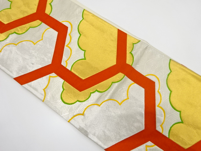 アンティーク　毘沙門亀甲に雲模様織り出し袋帯（材料）